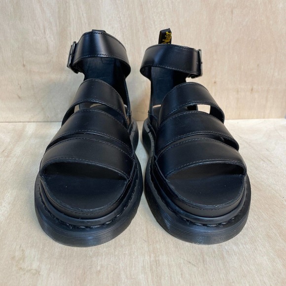 Dr Martens Sandals Womens Clarissa II Black Leather Punk Strappy Ankle Strap - Picture 2 of 9